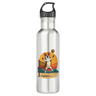 Vintage Corgi Volleyball Retro Sunset Vector Illus 710 Ml Water Bottle