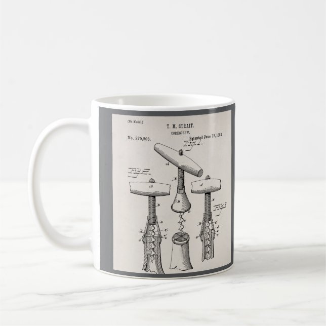 Vintage Corkscreww Illustration Coffee Mug (Left)