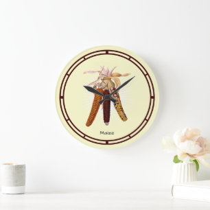 Vintage Corn or Maize Fruit Art Large Clock