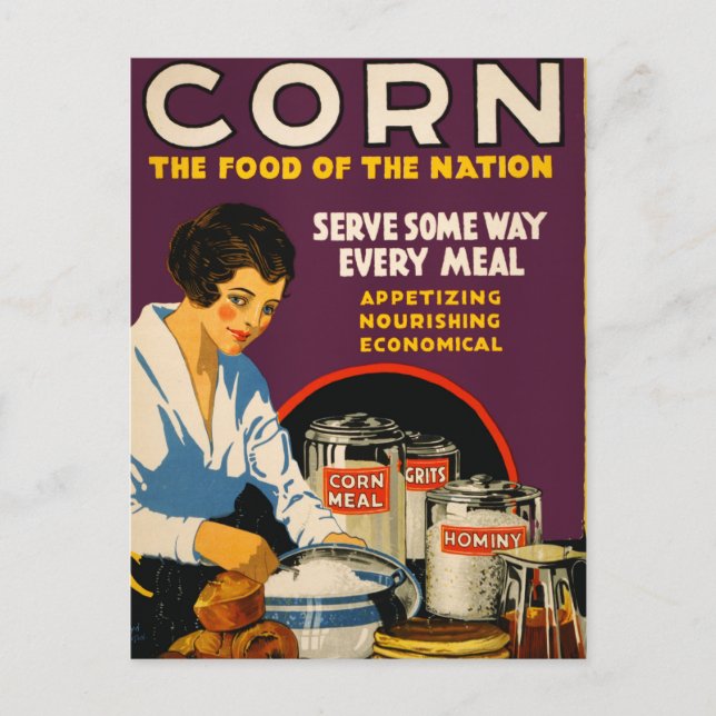 Vintage Corn Poster Postcard (Front)