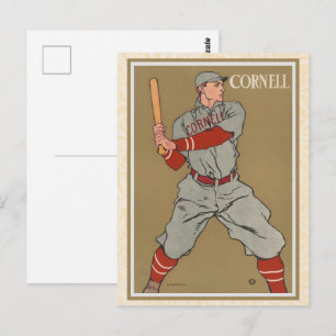 Vintage Cornell Baseball Ivy League Sports Art Postcard