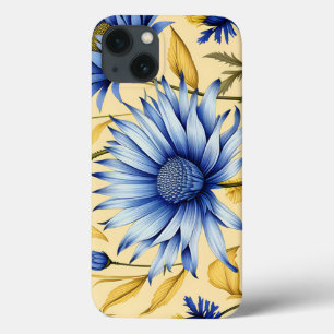 Vintage Cornflower Blue and Yellow Floral iPhone 13 Case