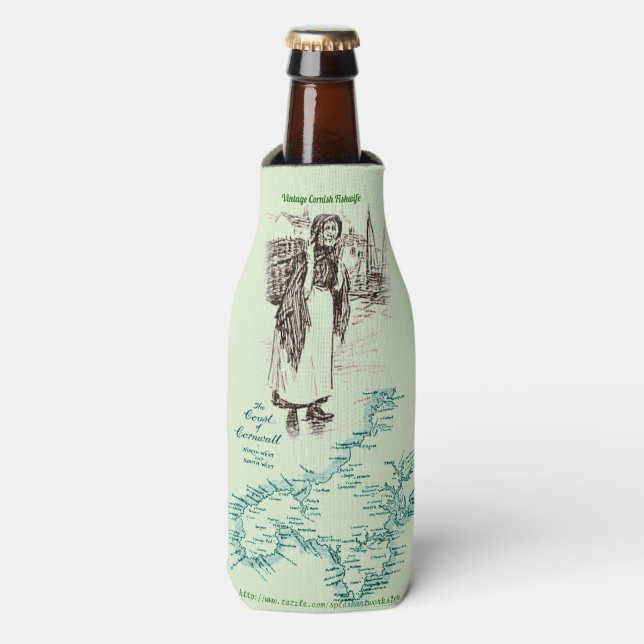 "Vintage Cornish Fishwife" Bottle Cooler (Bottle Front)