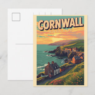 Vintage Cornwall county cliffs England gifts Holiday Postcard