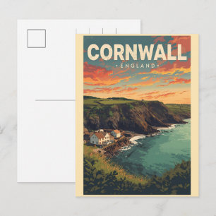 Vintage Cornwall county cliffs England gifts Holiday Postcard
