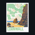 Vintage Cornwall, England, Travel Poster Postcard<br><div class="desc">This postcard is a reproduction of a vintage 1923 travel poster advertising Cornwall in England.</div>