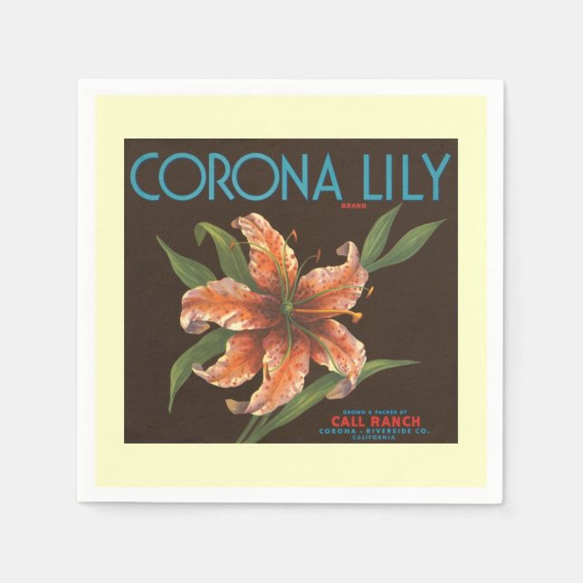 Vintage Corona Lily Label Napkin (Front)