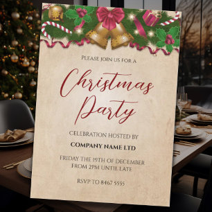 Vintage Corporate Christmas Party Invitation