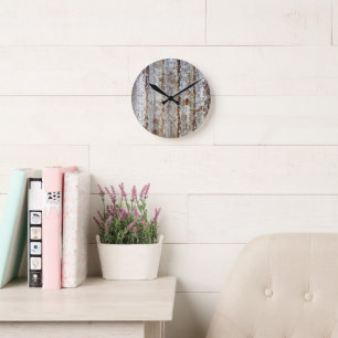 Vintage Corrugated Galvanised Metal Round Clock