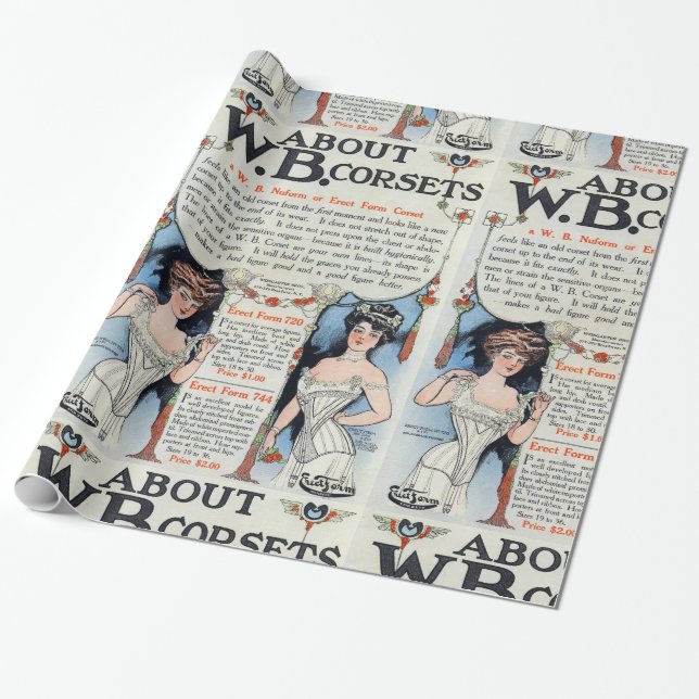 Vintage Corset Ad Wrapping Paper (Unrolled)