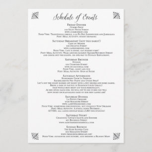 Vintage Corset Bachelorette Schedule of Events Programme