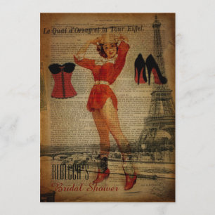 vintage corset bridal party lingerie shower invitation