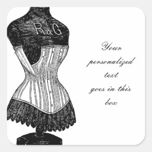 Vintage Corset dress form Square Sticker