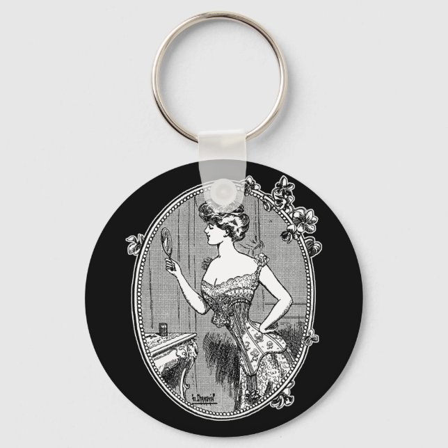Vintage Corset Lady Key Ring (Front)