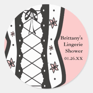 Vintage Corset Lingerie Shower Bridal Pink Sticker