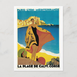 Vintage Corsica by Train Travel Ad Postcard
