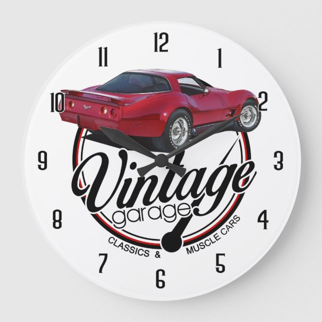 Vintage Corvette Garage Large Clock (Front)