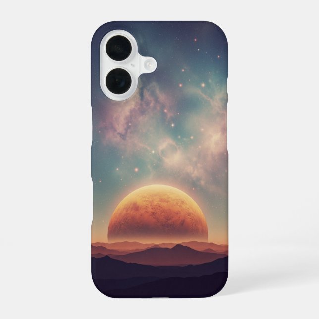 Vintage Cosmic Landscape iPhone 16 Case (Back)