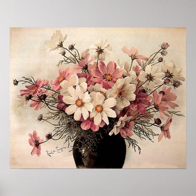 Vintage Cosmos Bouquet Poster (Front)