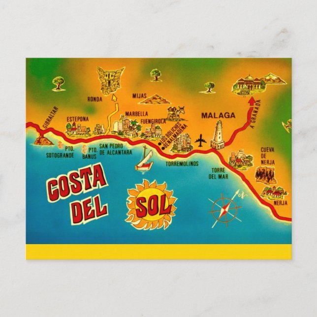 Vintage Costa Del Sol Postcard (Front)