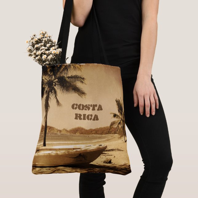 Vintage Costa Rica Beach Tote Bag (Close Up)