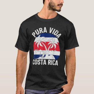 Vintage Costa Rica Flag Pura Vida Beach Summer Vac T-Shirt