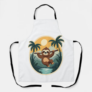 Vintage Costa Rica Sloth Tropical Travel Shirt 2 Apron