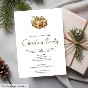Vintage Cosy Earthy Watercolor Christmas Party   Invitation