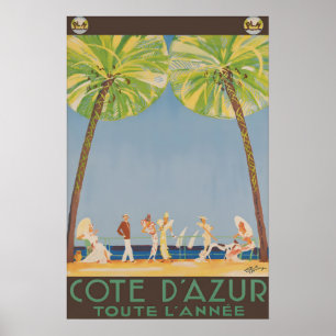Vintage Côte d’Azur France Travel Poster French