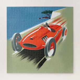 Vintage Cote D'Azur Automobile Racing Illustration Jigsaw Puzzle