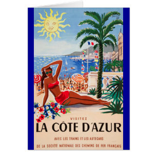 Vintage Cote D'Azur Beach Girl