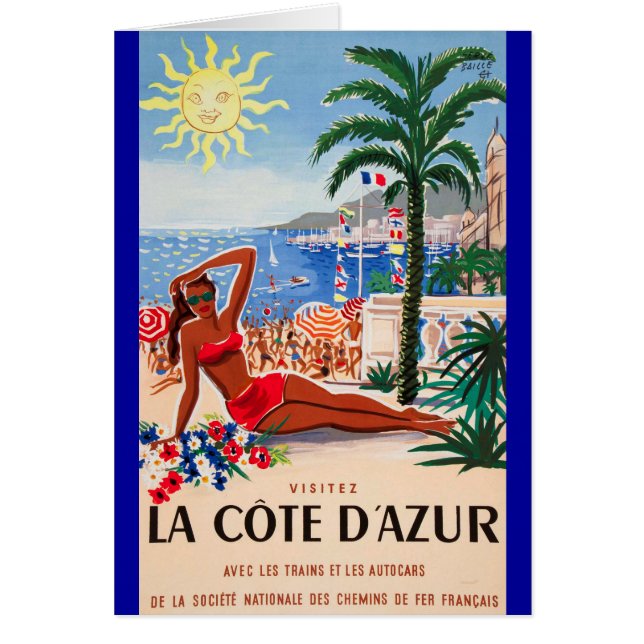 Vintage Cote D'Azur Beach Girl (Front)