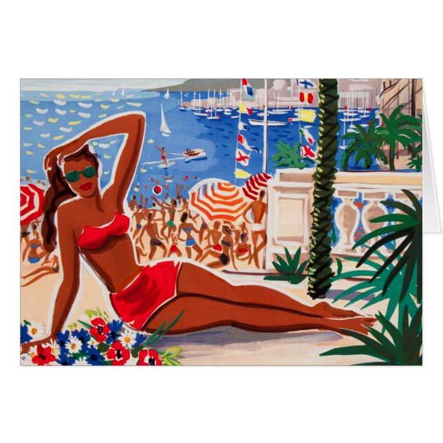 Vintage Cote D'Azur Beach Girl (Front Horizontal)