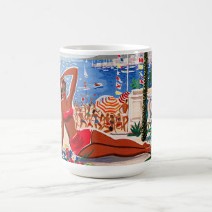 Vintage Cote D'Azur Beach Girl Coffee Mug