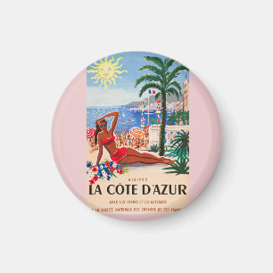 Vintage Cote D'Azur Beach Girl Magnet