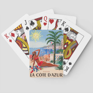 Vintage Cote D'Azur Beach Girl Playing Cards