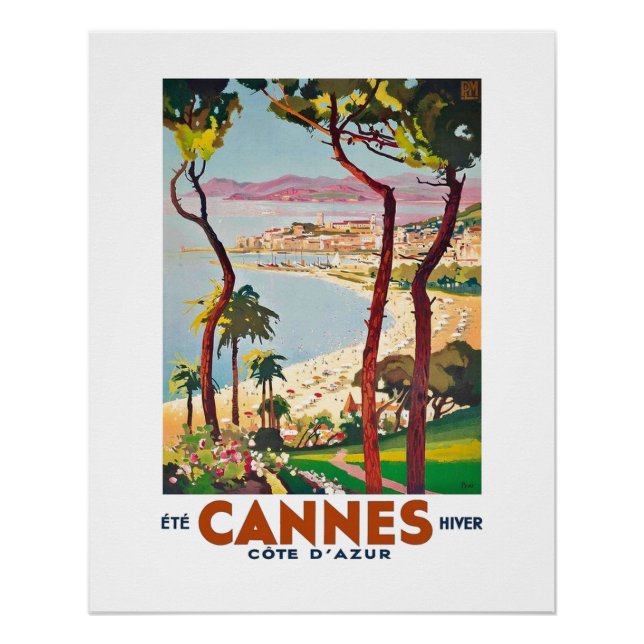 Vintage Cote D'Azur Cannes Poster (Front)