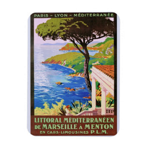 Vintage Cote d'Azur French travel ad Poster Magnet