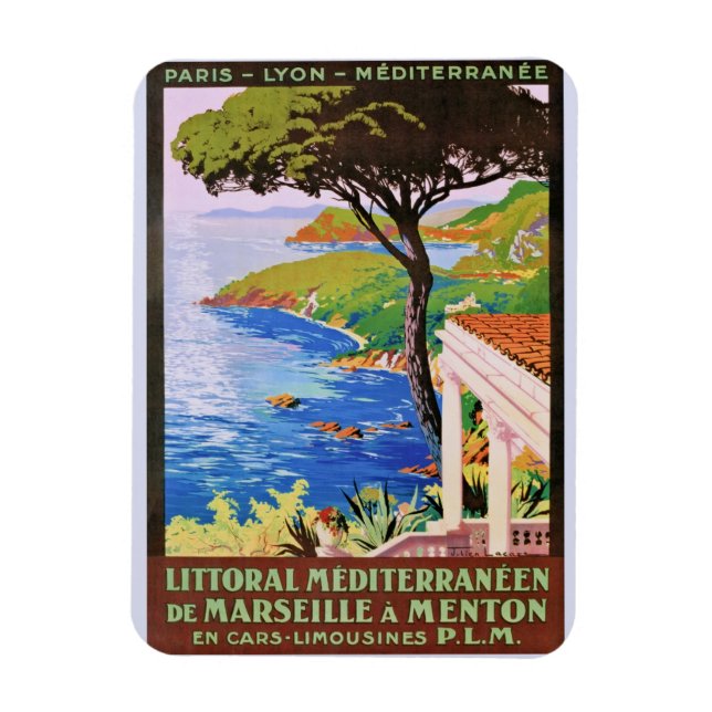  Vintage Cote d'Azur French travel ad Poster  Magnet (Vertical)