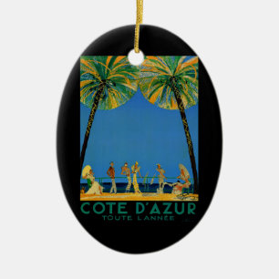 Vintage Cote D'Azur French Travel Ceramic Tree Decoration