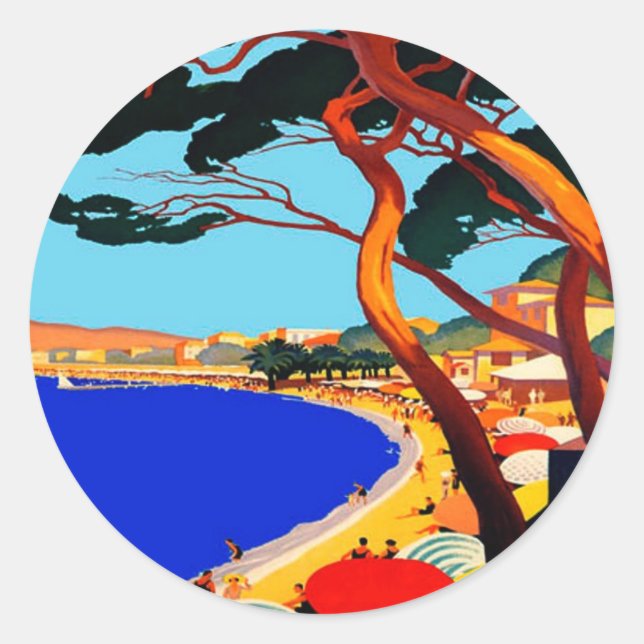 Vintage Cote D'Azur French Travel Classic Round Sticker (Front)