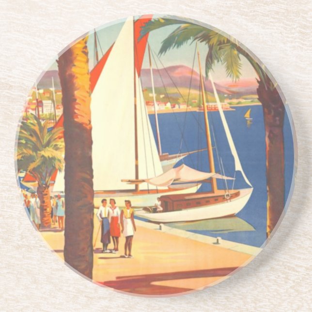 Vintage Cote D'Azur French Travel Coaster (Front)