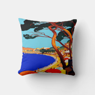 Vintage Cote D'Azur French Travel Cushion