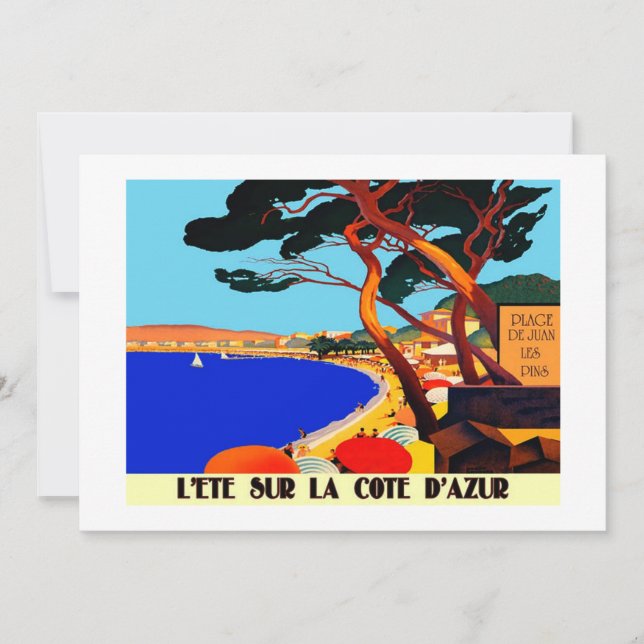 Vintage Cote D'Azur French Travel Holiday Card (Front)