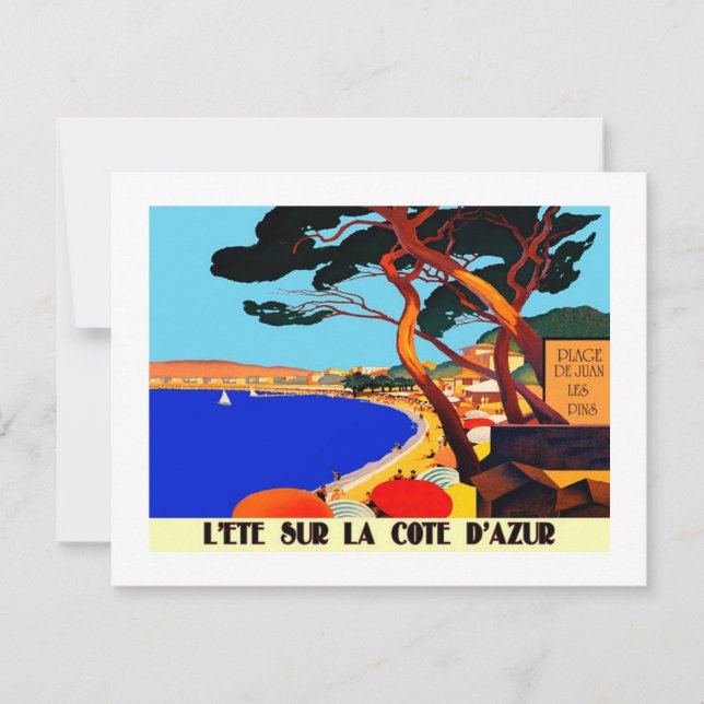 Vintage Cote D'Azur French Travel Holiday Card (Front)
