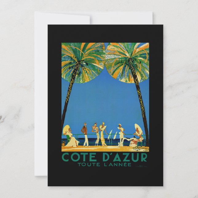 Vintage Cote D'Azur French Travel Holiday Card (Front)