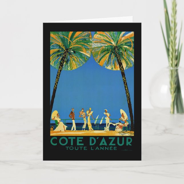 Vintage Cote D'Azur French Travel Holiday Card (Front)