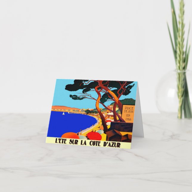 Vintage Cote D'Azur French Travel Holiday Card (Front)