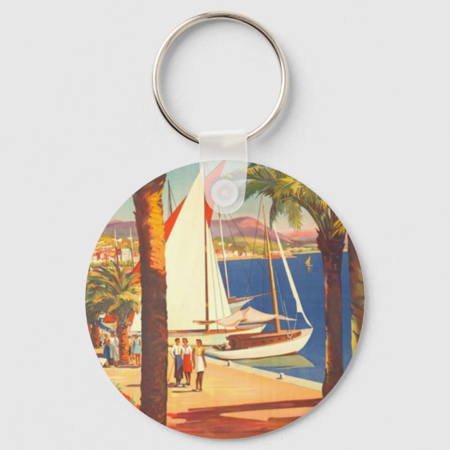 Vintage Cote D'Azur French Travel Key Ring (Front)