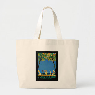 Vintage Cote D'Azur French Travel Large Tote Bag